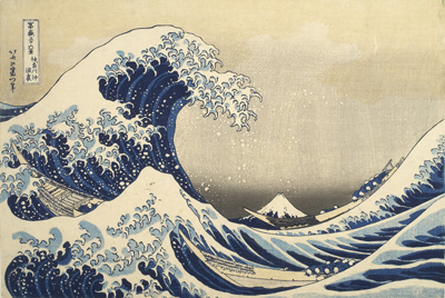 Trente-six vues du Mont Fuji (Fugaku sanj�rokkei) Sous la vague au large de Kanagawa (� la grande vague �) (Kanagawa oki namiura), 